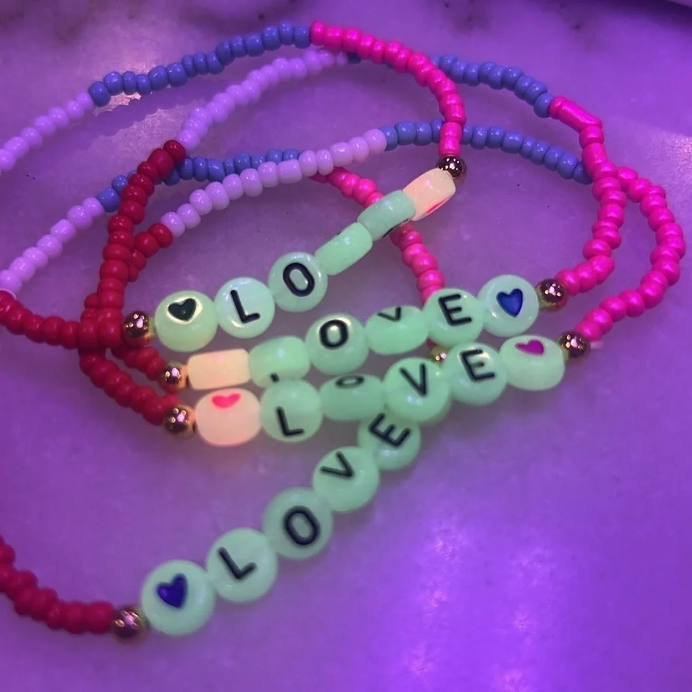Love Letter Bead Stretch Bracelet Glow in the Dark